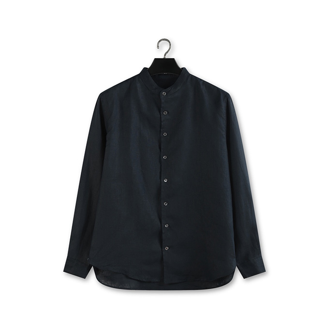 loro piana elia mandarin collar linen shirt